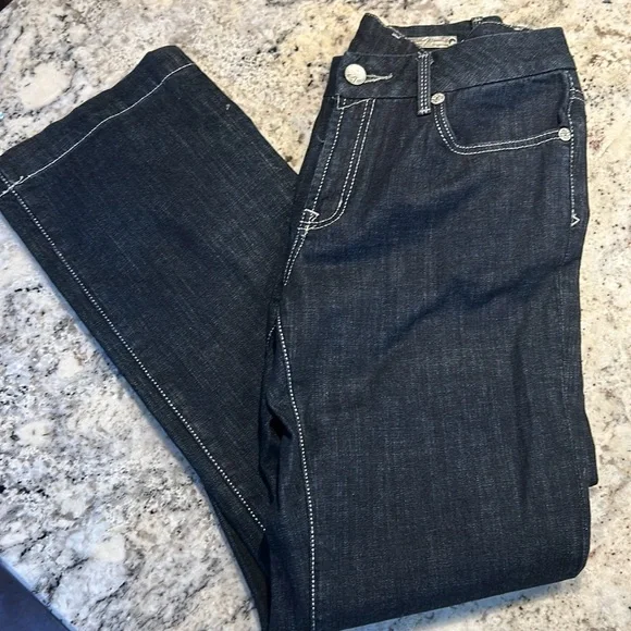 7 For All Mankind Dark Blue Boot Cut Jeans - Picture 4 of 8